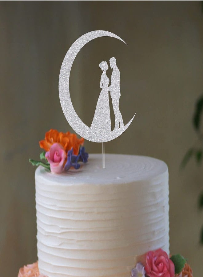 SVM CRAFT Bride & Groom On The Moon Wedding Cake Topper - Rustic Figurine for Dancing On The Moon - Image 4